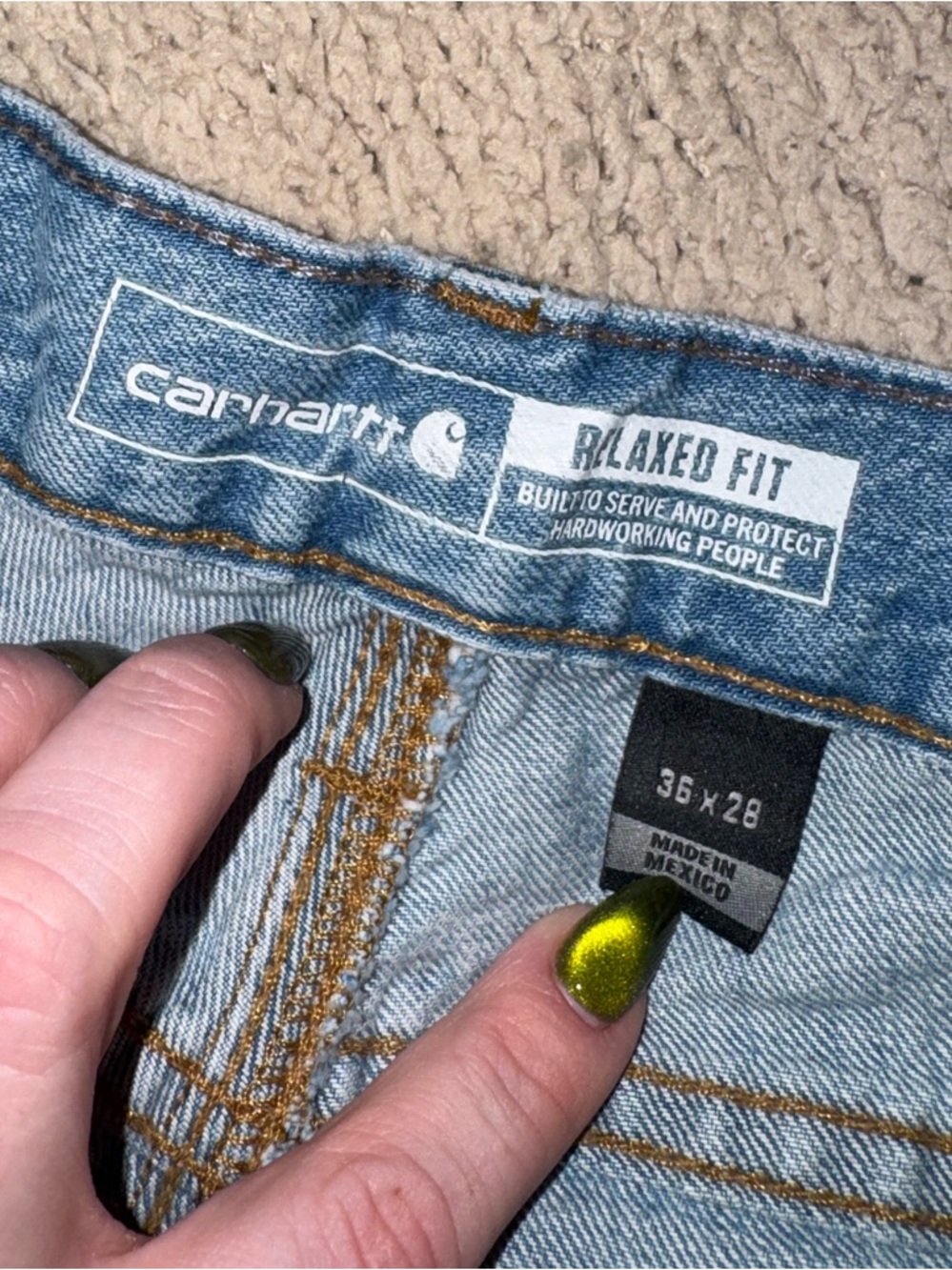 Carhartt Classic Light Wash Denim Jeans Size 36 x 28 - Picture 5 of 6
